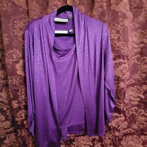 George Simonton Purple Cheetah Cardi Tank Set Lrg